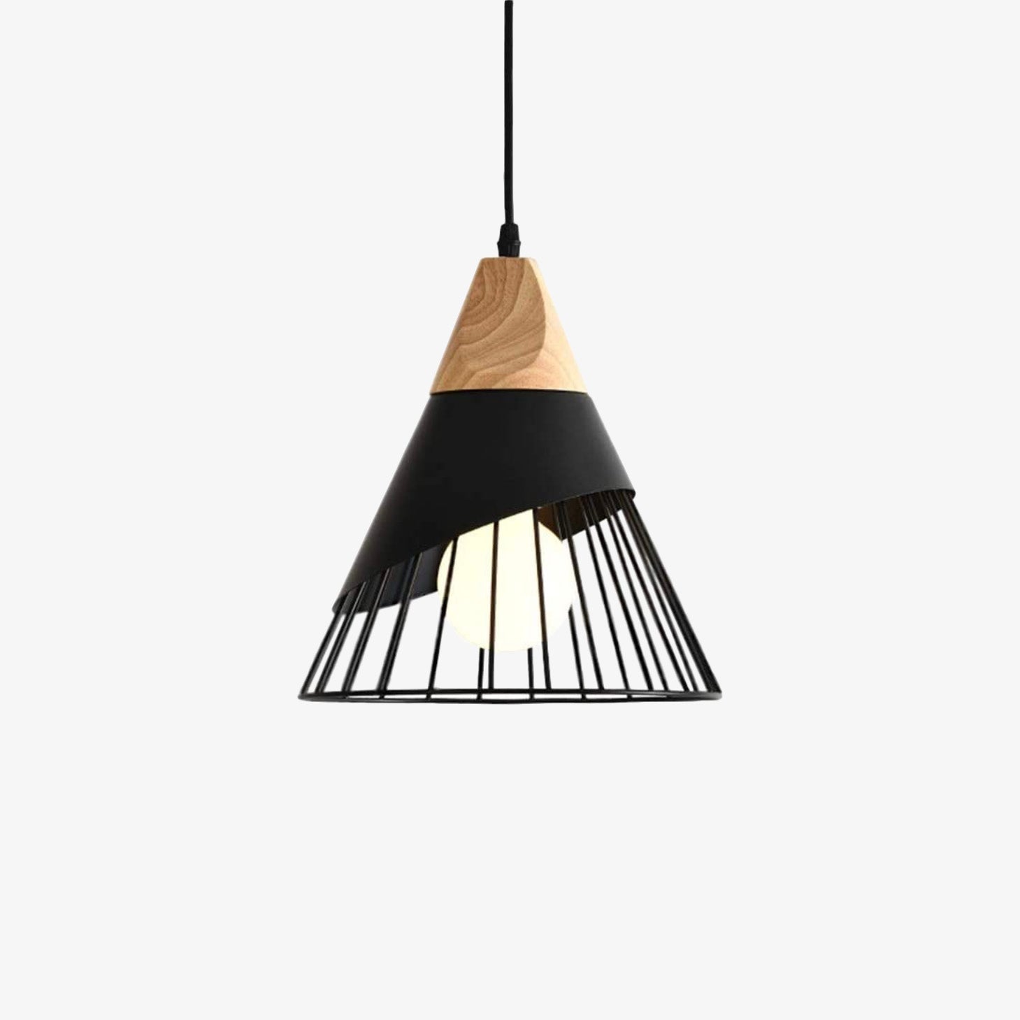 Hanglamp Natuurlijk Hout Design Kooi Zwart – Rylia